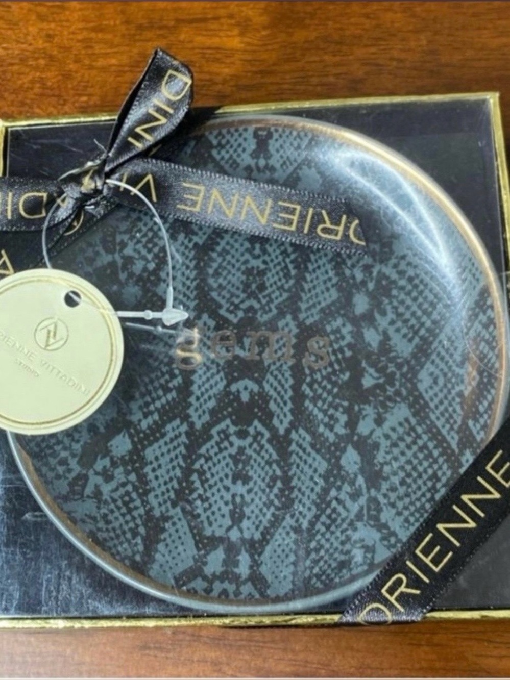 BNIB Adrienne Vittadini Snake Print Decorative Trinket Tray